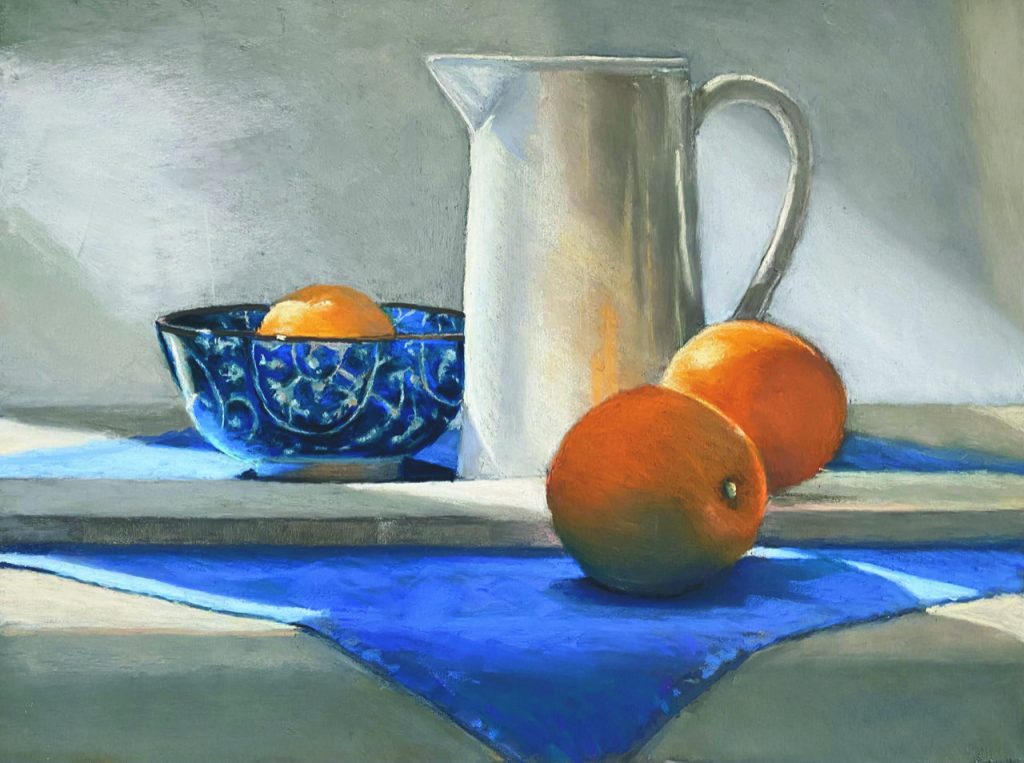 Pat Shoemaker, "Three Oranges", pastel