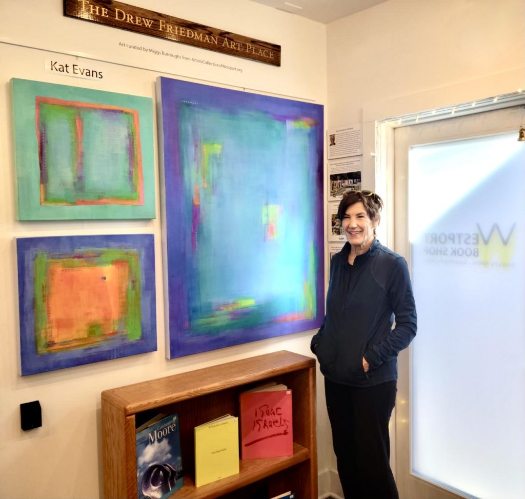Kat Evans has her art displayed at Westport Book Shop in Westport, Connecticut 