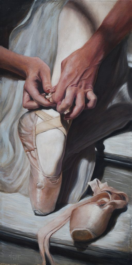 Mike Laiuppa, "Ribbons on Pointe", oil