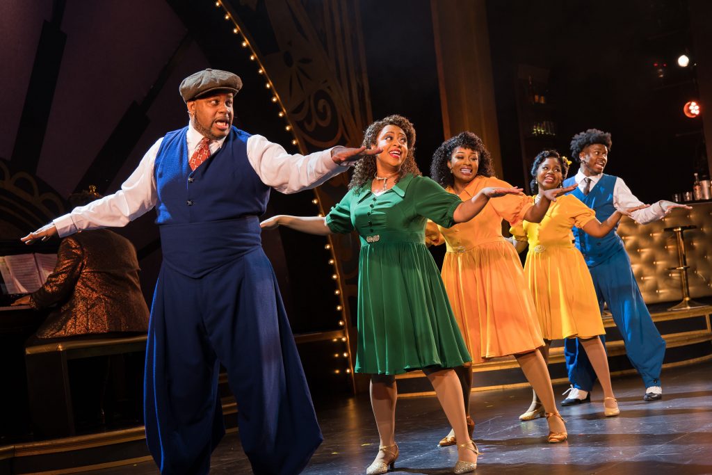 Cast of Westport Country Playhouse’s 2023 Season opening show, “Ain’t Misbehavin’” – L-R: Will Stone, Judith Franklin, Miya Bass, Paris Bennett, Jay Copeland. Photo by Ron Heerkens, Jr.