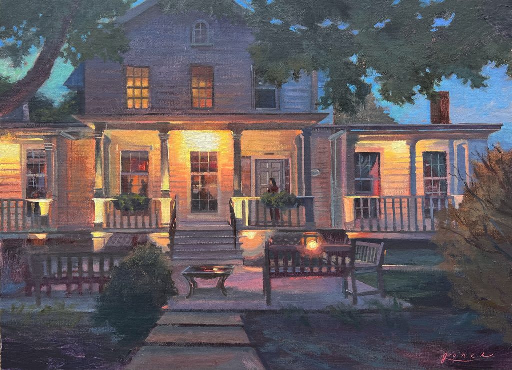 Jaqueline Jones, "Lyme Light", oil on display at Lyme Art Association in Old Lyme, Connecticut 