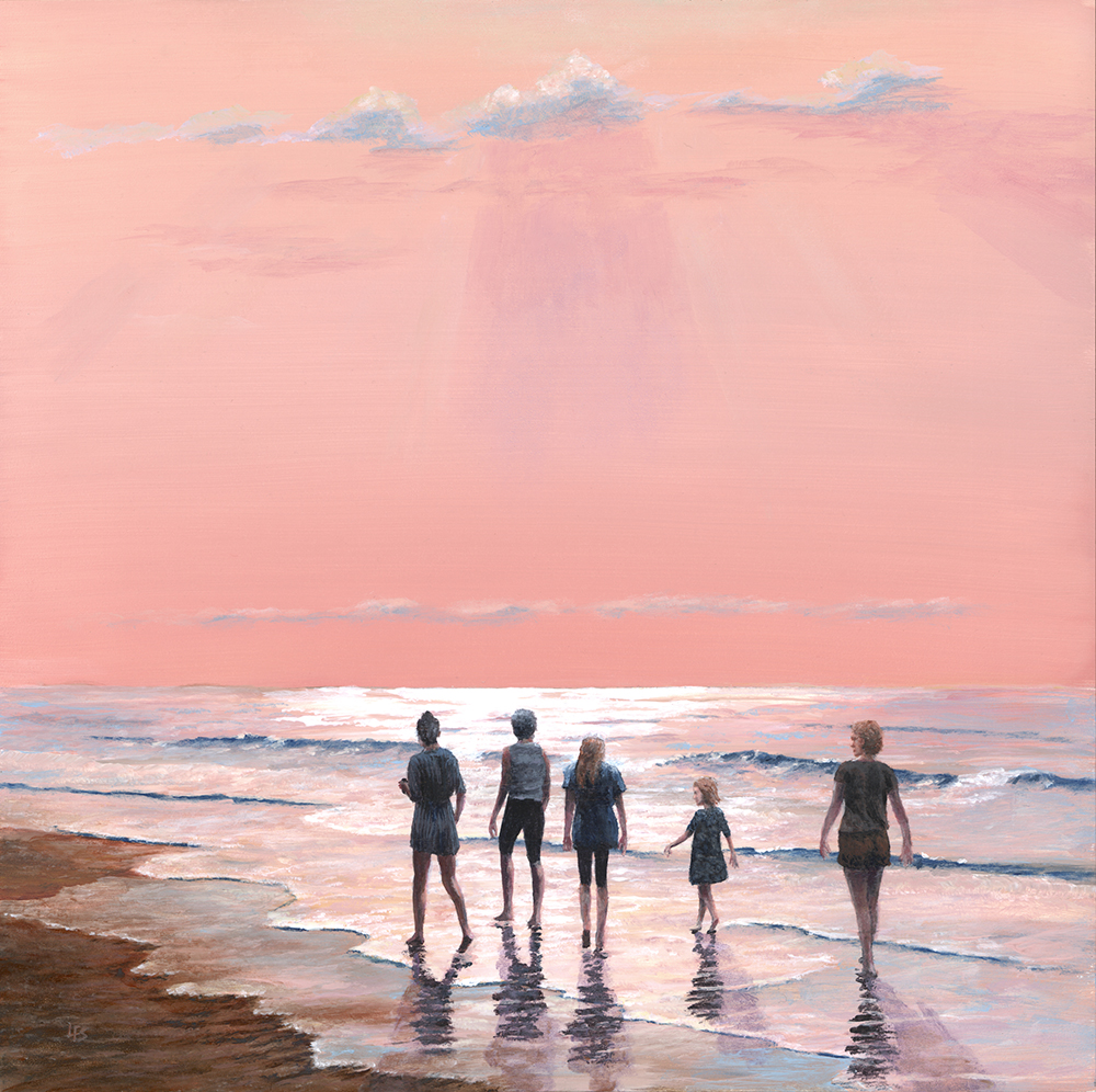 Len Swec, "Morning Walk", acrylic at Lyme Art Association in May 2023 