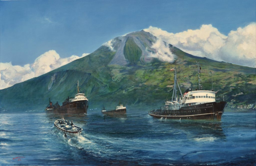 Marek Sarba, “In the Shadow of Pico”, oil on display at Lyme Art Association in Old Lyme, Connecticut 