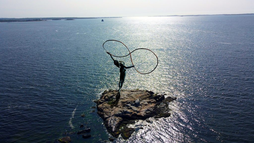 Proposed Infinite Possibilities Sculpture, Artist Rendering on Shore Rock, New London (Courtesy of A. Vincent Scarano)