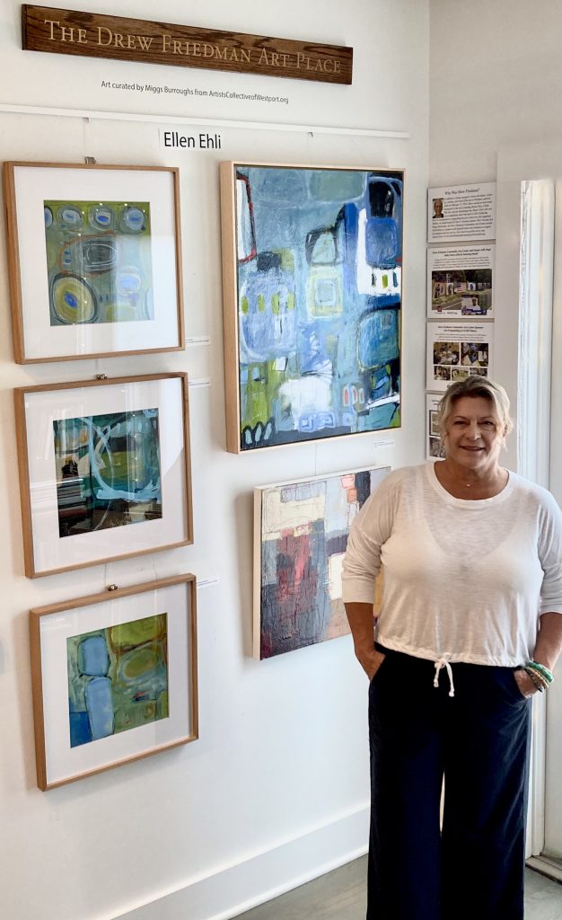 Ellen Ehli's art displayed at Westport Book Shop in Westport, Connecticut 