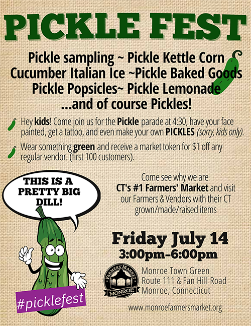 Picklefest at Monroe farmers market on July 14