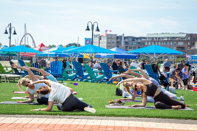 Yoga at Harbor Park in Stamford, Connecticut