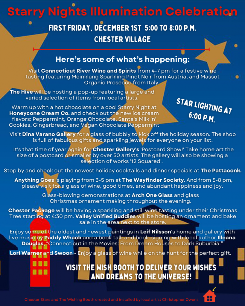 Chester's first friday, december 1, 2023 chester connecticut