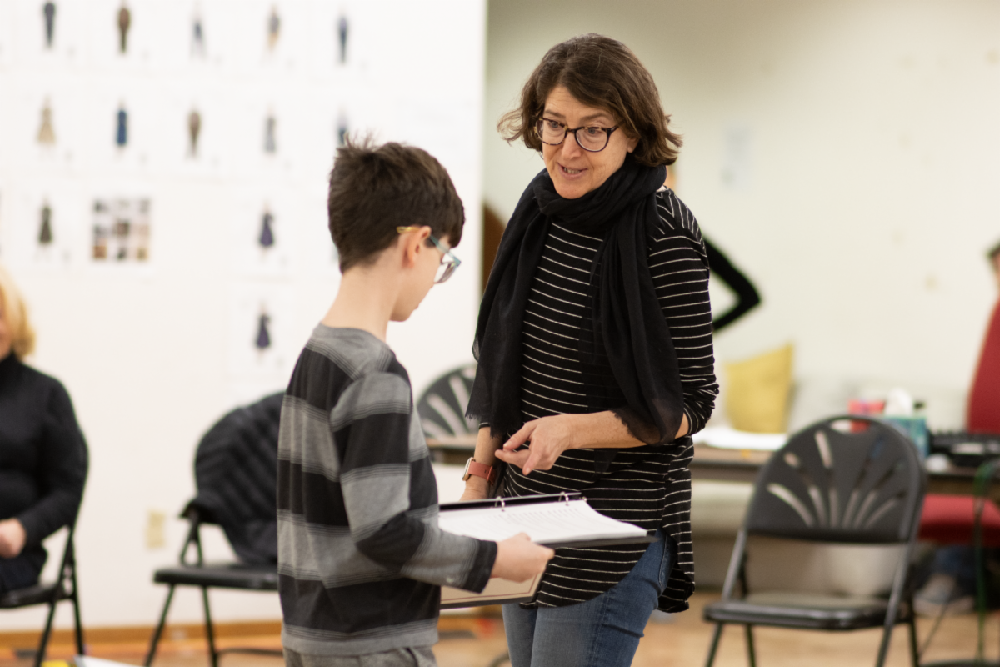 Artistic Director Melia Bensussen in rehearsal for All My Sons (2024). Photo by Molly Flanagan.