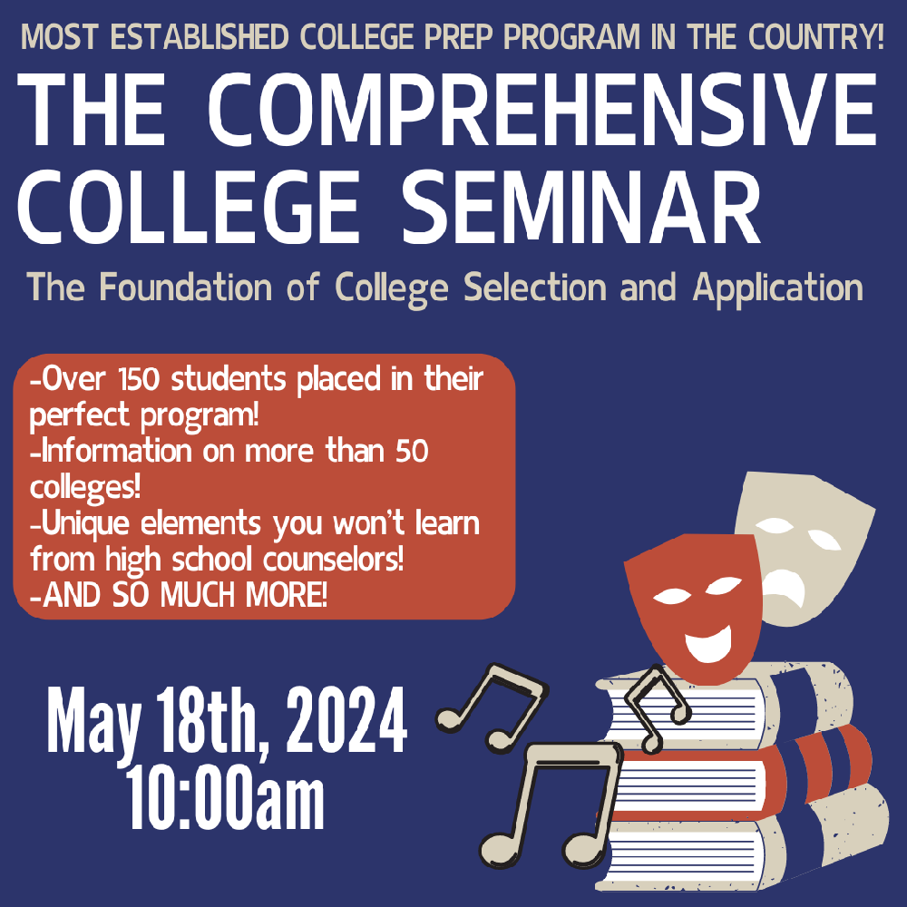 Comprehensive College Bound Seminar at the Music Theatre of CT in Norwalk, Connecticut in May 2024