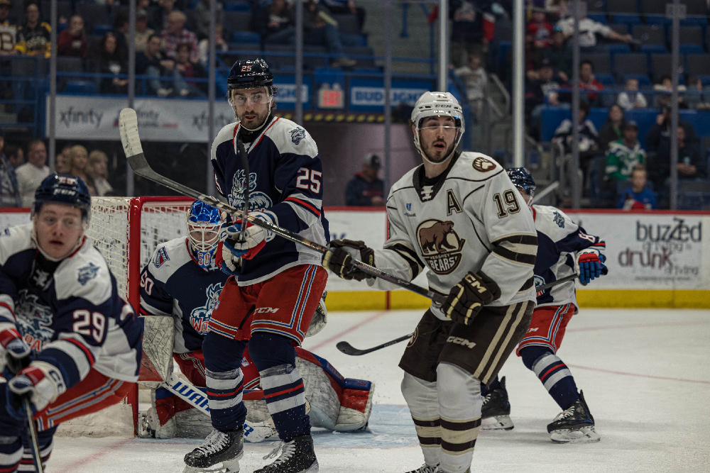 Hartford Wolf Pack vs Hershey Bears on March 30, 2024 at the XL Center in Hartford, Connecticut photos by Scott Chiappetta