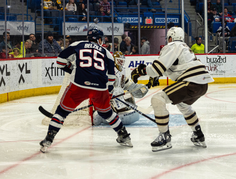 Hartford Wolf Pack vs Hershey Bears on March 30, 2024 at the XL Center in Hartford, Connecticut photos by Scott Chiappetta