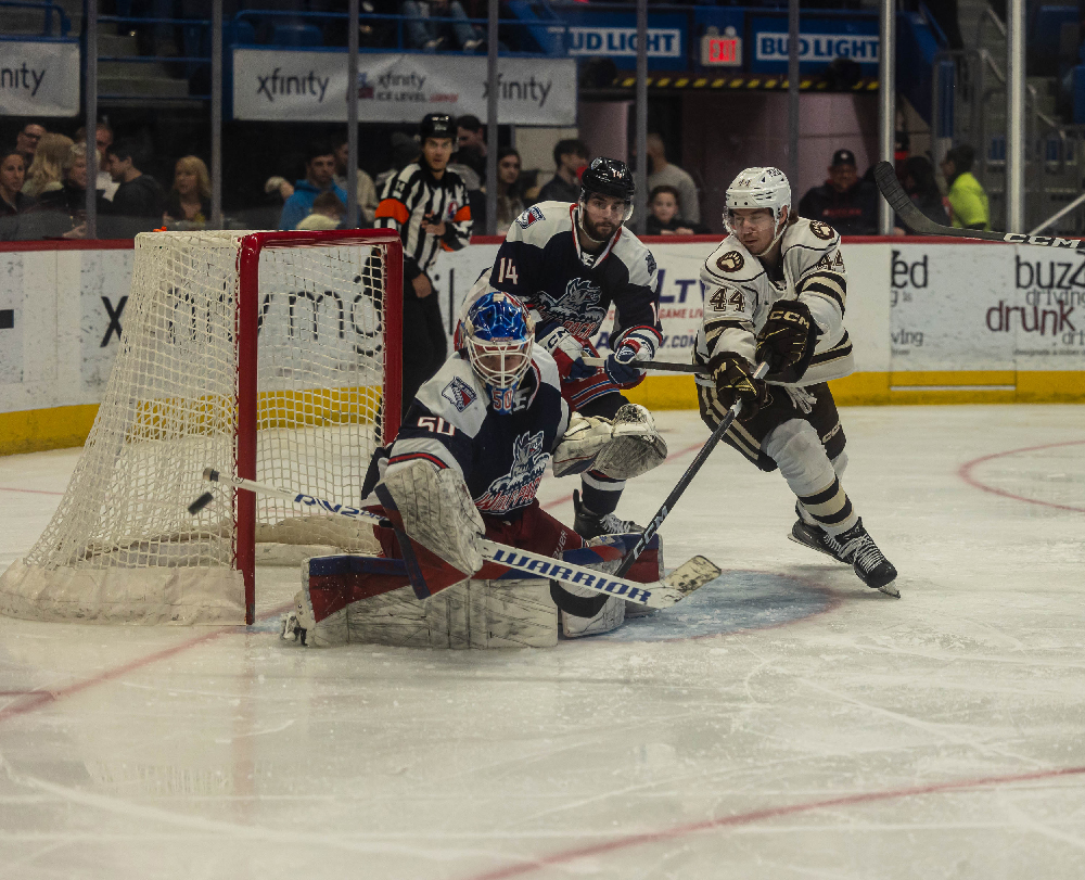 Hartford Wolf Pack vs Hershey Bears on March 30, 2024 at the XL Center in Hartford, Connecticut photos by Scott Chiappetta