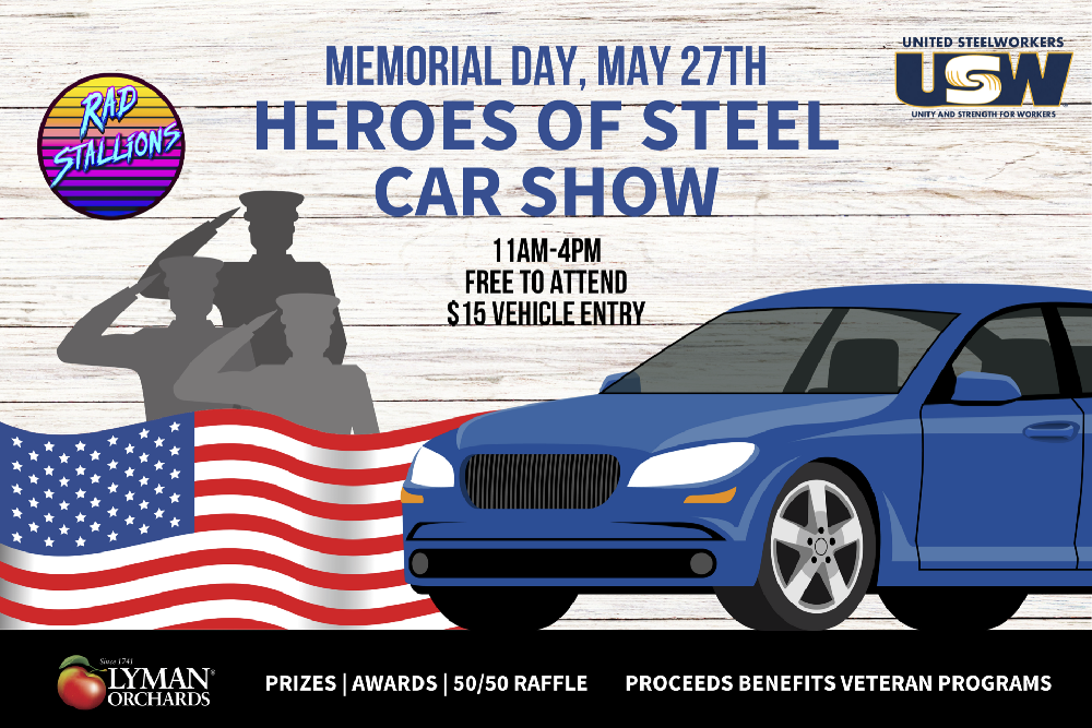Heroes of Steel Car Show on Memorial Day at lyman orchards in middlefield, Connecticut in May 2024 
