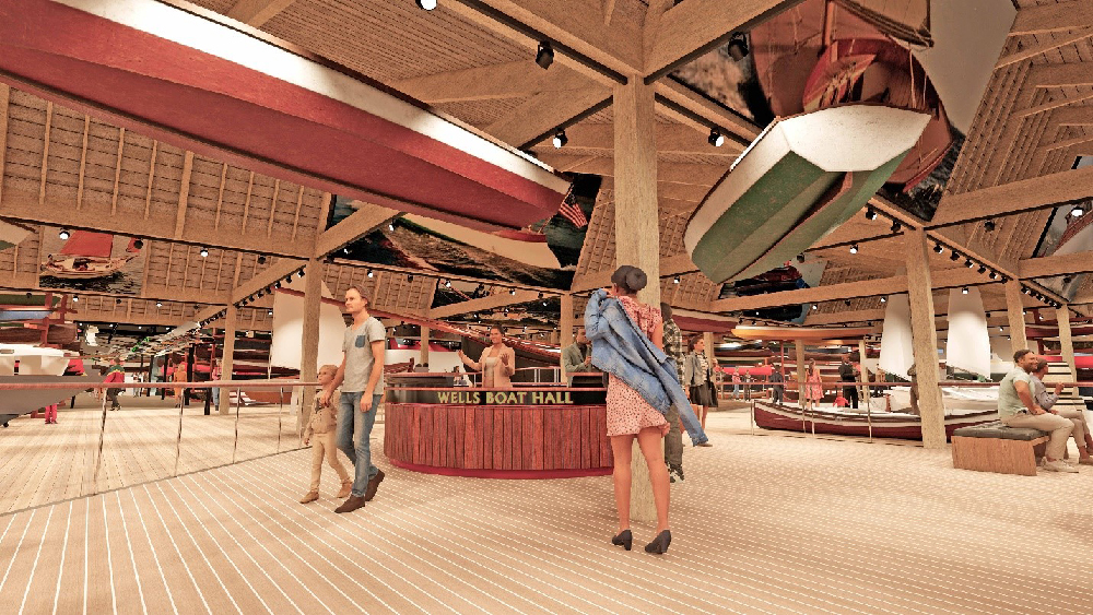 Interior Concepts for the Wells Boat Hall by Cambridge Seven. Image credit to Mystic Seaport Museum. 