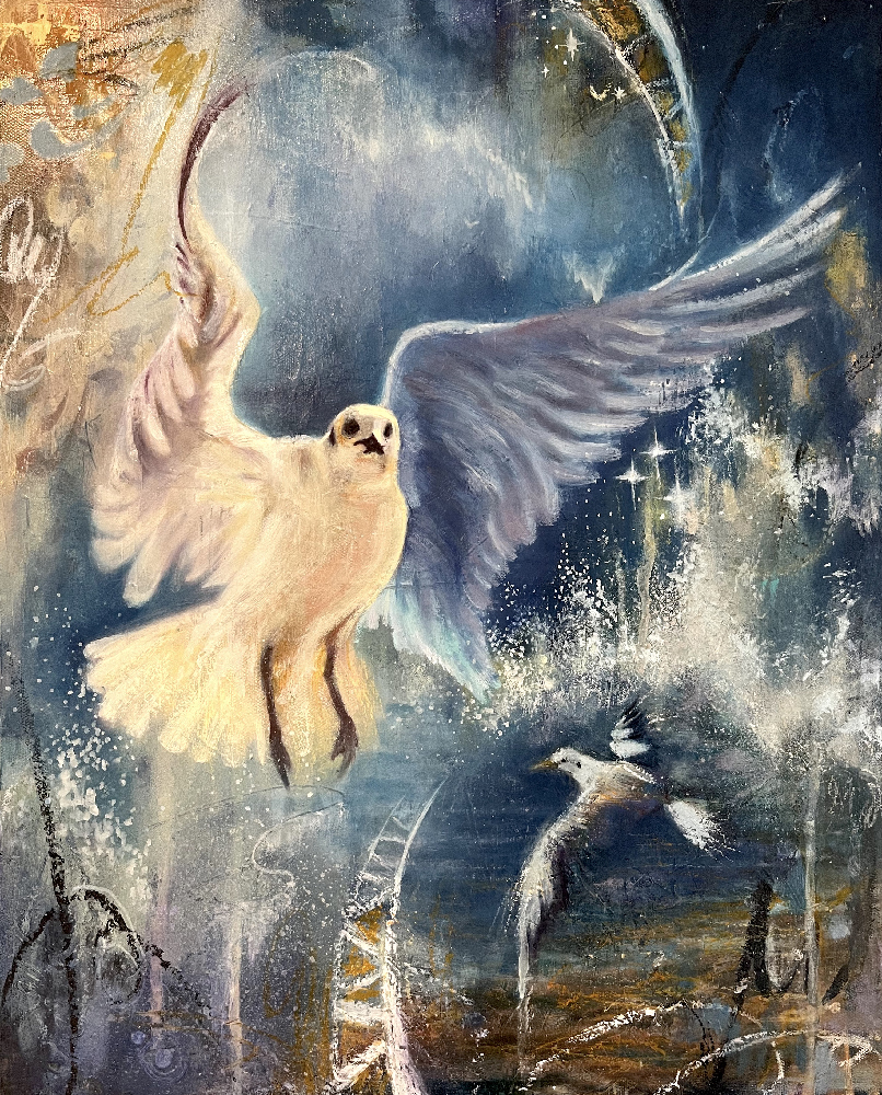 Amanda Rinaldi Winged Dreamers oil at lyme art association in old lyme connecticut 