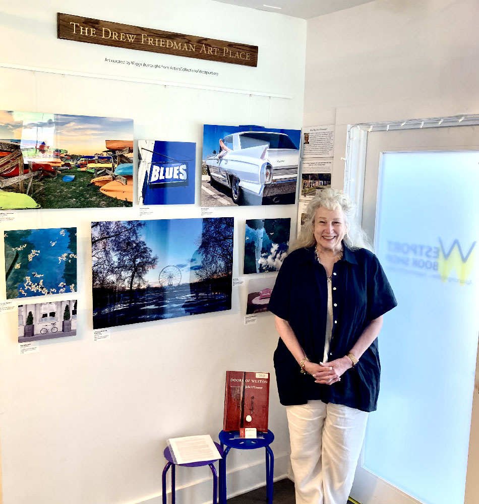 Julie O'Conner displays here photography at Westport Book Sales in Westport, Connecticut on display until July 31, 2024