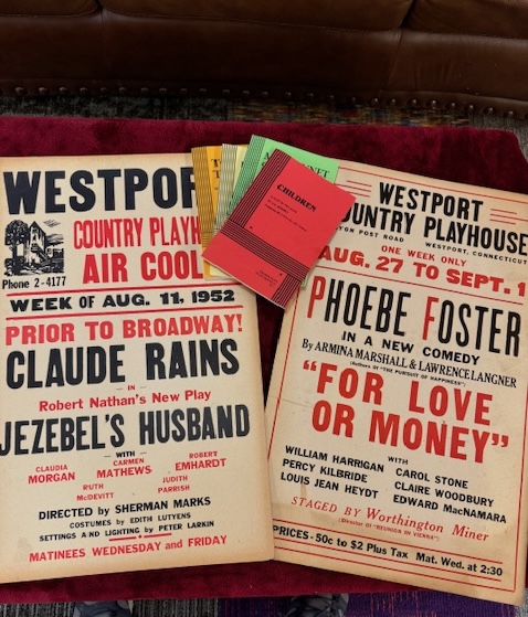 Westport Country Playhouse in westport Conneticut posters and scripts 