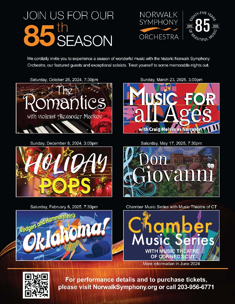 Norwalk Symphony's 85 season, 2024 - 2025 in norwalk, connecticut