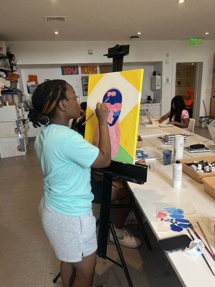 Student at Norwalk art space is painting in Norwalk, Connecticut 