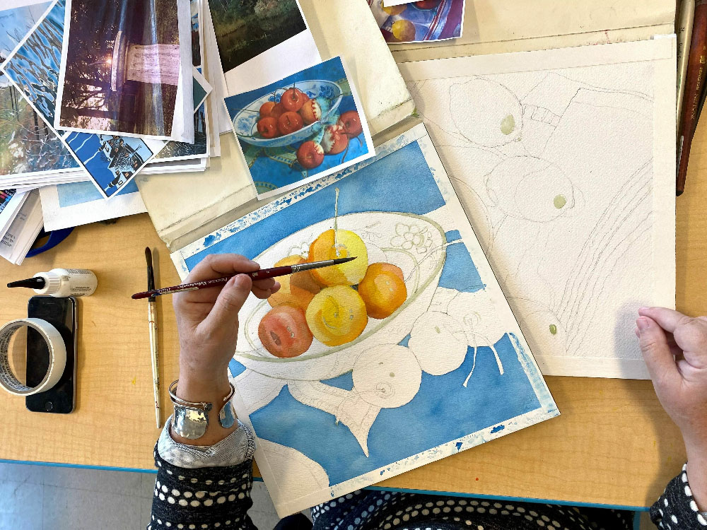 Watercolor with Mary Smeallie classes at the New Britain Museum of American Art in New Britain Connecticut in September 2024