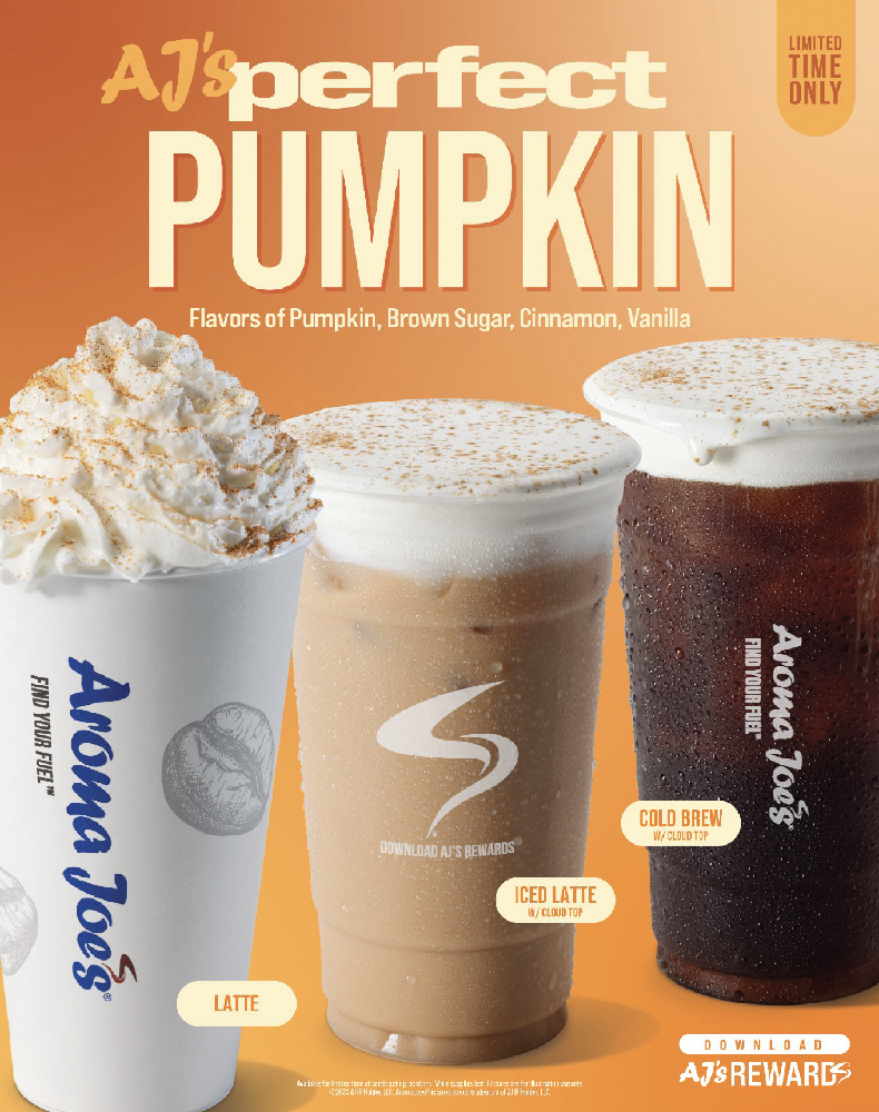 Aroma Joe's Fall Seasonal Menu 2024 includes Pumpkin