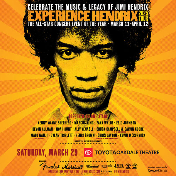 The Experience Hendrix Tour to perform at Toyota okadale theatre in Wallingford, Connecticut in March 2025