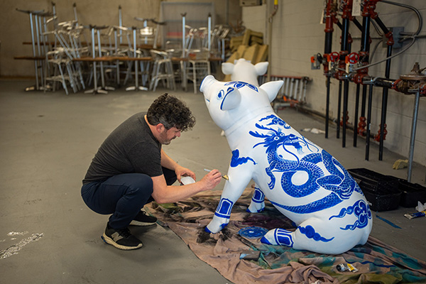 Artist of Stamford Downtown OINK Art in Public Places photo by HappyHaHA