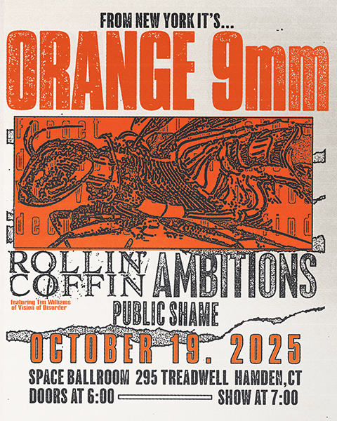 Orange 9MM to perform at sapce ballroom in hamden, Connecticut October 2025