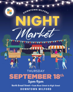 Downtown Milford night market in milford connecticut in September 2025