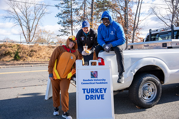Turkey drive at Goodwin University in East Hartford, Connecticut in November 2025