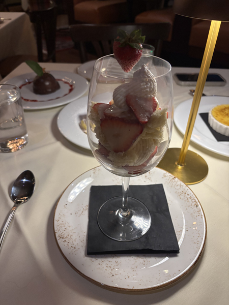 Strawberries Romanoff at the Waveny Tavern PDX in New Canaan, Connecticut photo by Caleb Forland