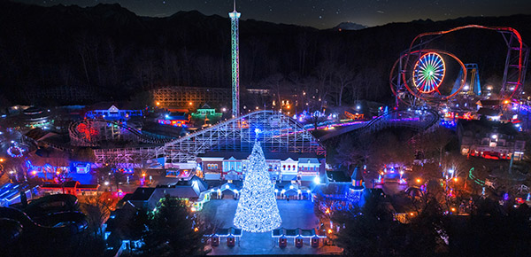 Holiday lights at Lake Compounce in Bristol, Connecticut November and December 2025