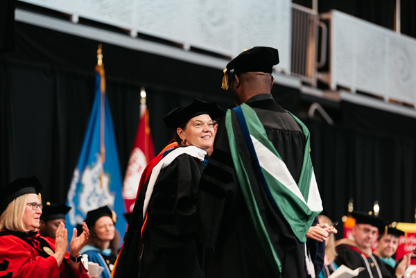 Maggie Doyne, global humanitarian and CEO of the BlinkNow Foundation, delivered the Graduate Commencement address on May 16 and received an honorary Doctor of Humane Letters degree.