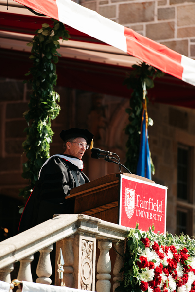 Stuart Weitzman, footwear designer and entrepreneur, was the featured speaker at Fairfield University’s 76th Commencement on May 17, and received an honorary Doctor of Humane Letters degree.