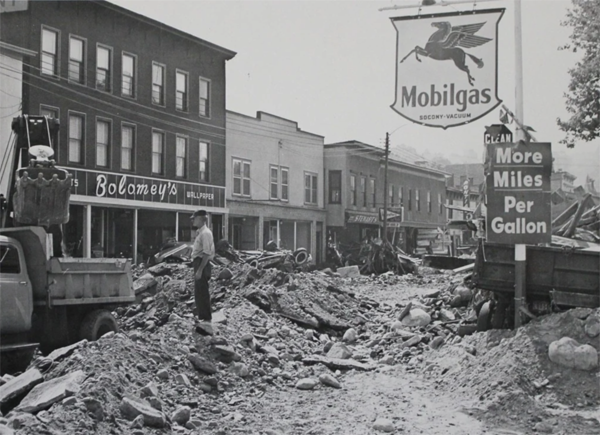  The aftermath of the Great Flood of 1955 in downtown Winsted, CT. Photo from the collection of The U.S. National Archives.