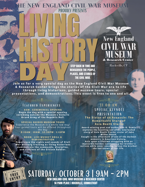 Living History Day at New England Civil War Museum in October 2026